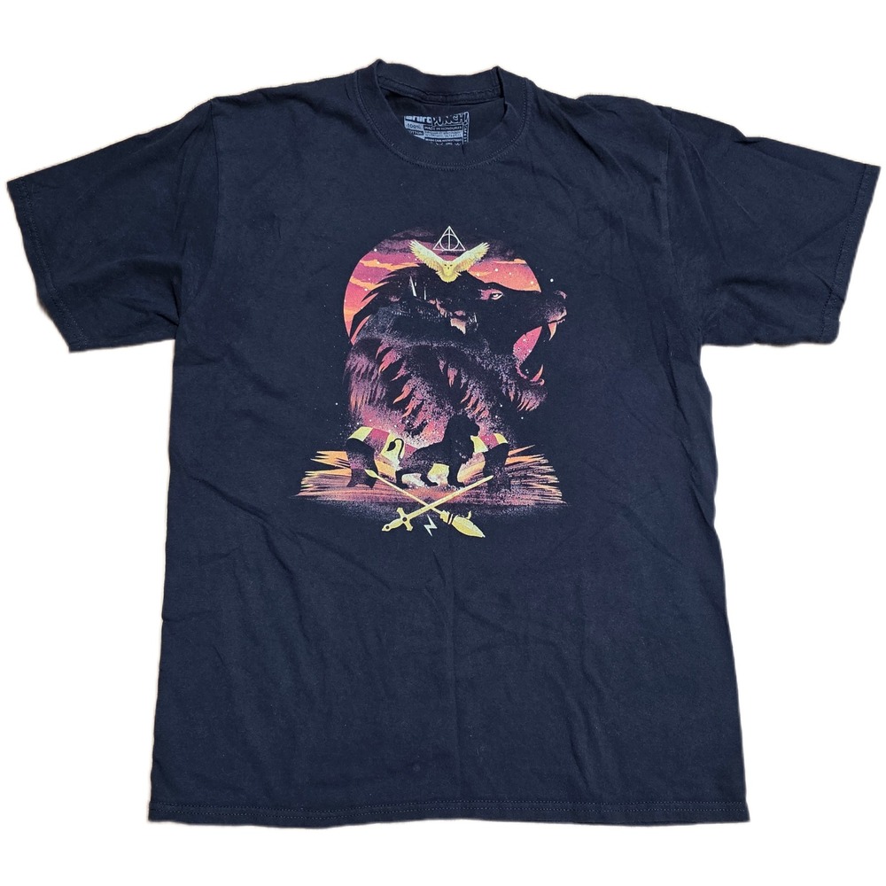 Shirt Punch Harry Potter Gryffindor Deathly Hallows Graphic T Shirt Mens M Black